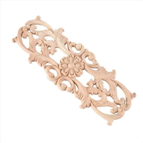 Applique en bois d'hévéa sculpté, style rétro, pour meubles et décoration (22,5 x 8 cm) (1/5)