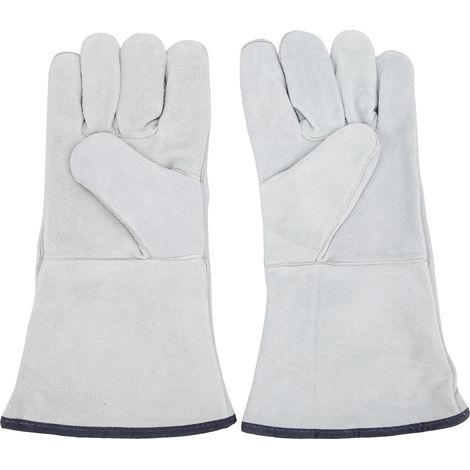 Paire de gants de soudage, paume intégrale, résistants à l'usure et à la chaleur, protection des mains, cuir de vachette gris pour le transport