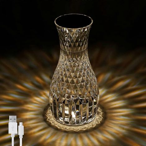 Lampe de Table LED Rose Cristal Acrylique Lumière de Nuit 16 Couleurs RGB Romantique avec Télécommande pour Chevet (1/5)
