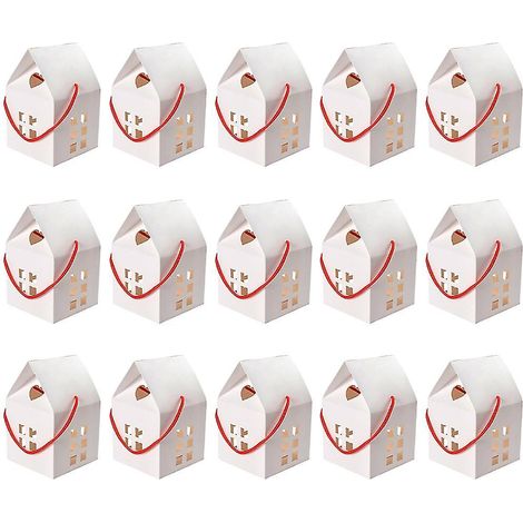 15 boîtes cadeaux en papier en forme de maison, idéales pour les fêtes. (1/5)