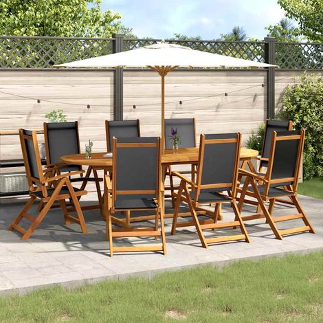 Ensemble à manger de jardin 9 pcs-Salon de jardin bois d'acacia solide textilène 762856 (1/5)