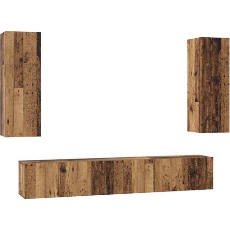 Maison Exclusive - TV-Schrankset Wandmontiert 5 pcs Altholz Holzw