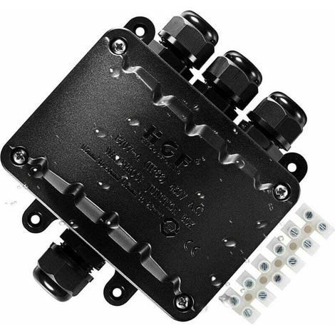 4-Wege-Anschlussdose, IP66 wasserdichter Kabelverbinder, schwarze wasserdichte elektrische Außenanschlussdose, elektrische Klemmenkästen für 5-10 mm Kabel. (1/4)