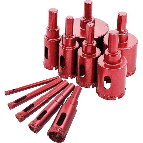 Jeu de scies cloches diamantées, forets diamantés pour carrelage/verre/marbre (6 mm–50 mm, 11 pièces) (1/4)