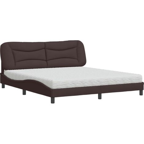 Maison Exclusive - Letto con Materasso Hvar Marrone Scuro 180x200cm Tessuto (1/5)