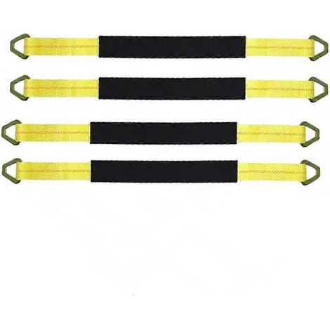 Lot de 4 sangles d'essieu de 24 x 2 pouces avec gaine de protection et anneau en D pour sécuriser le transport de véhicules, sangles d'arrimage d'essieu (1/5)