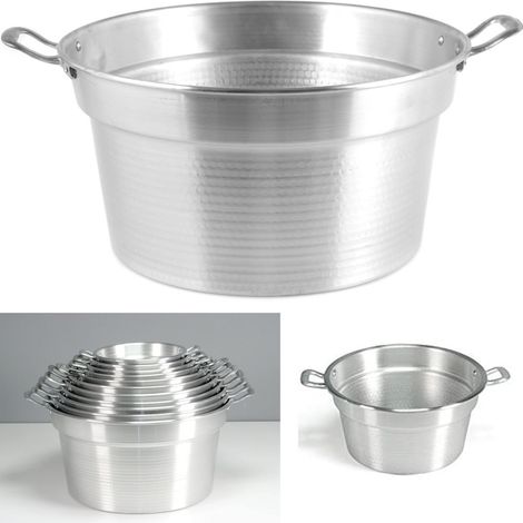 TrAdE Shop Traesio - Caldaia Pentolone In Alluminio Pesante Con Manici Spazzolata Grigio Per Conserve - -diametro 36cm -