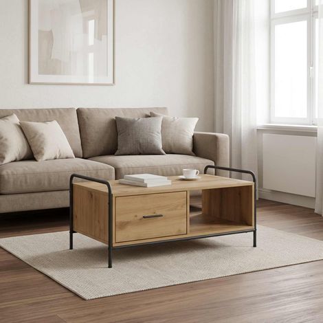 vidaXL Mesa de centro Roble artisan 90 x 49 x 41 cm (1/5)