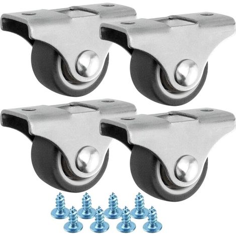 Set of 4 Fixed Furniture Casters 25 mm x 29 mm TPR Wheels Directional Mounting Non-Mark Wheels for Sensitive Floors (1/5)