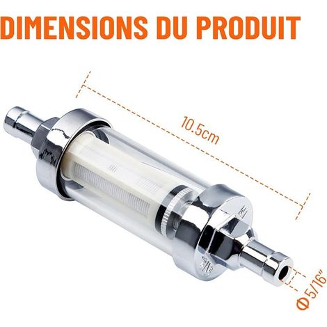 Universeller 5/16-Zoll-Kraftstofffilter, 8-mm-Glaskraftstofffilter, verchromtes, abgedichtetes Gehäuseende, für Motorrad und ATV (1/5)