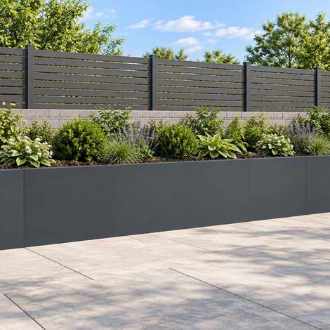 vidaXL Retaining Wall 4 pcs 40 x 12 x 40 cm Steel Anthracite (1/5)
