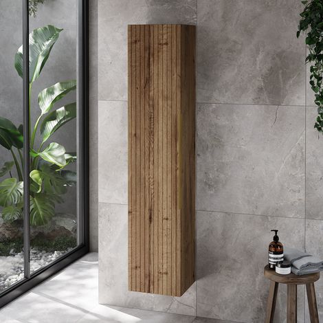 Helix Fluted Tobacco Oak 300mm x 1430mm Wall Mounted 1 Door Tall Unit