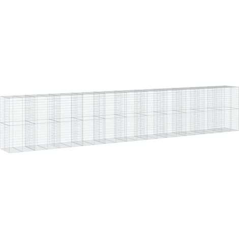 Maison Exclusive - Cesto Gabbione con Copertura 1100x100x200 cm in Ferro Zincato
