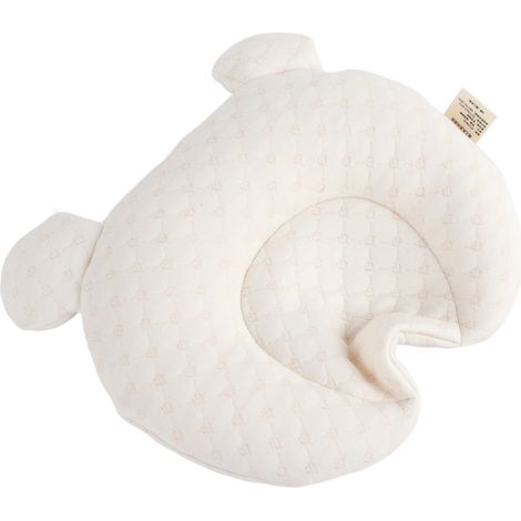 Oreiller Ergonomique pour Bébé en Latex 100% Naturel, Coussin Nourrisson 0-12 Mois avec Housse Lavable, Design Mignon Ours Blanc (1/5)