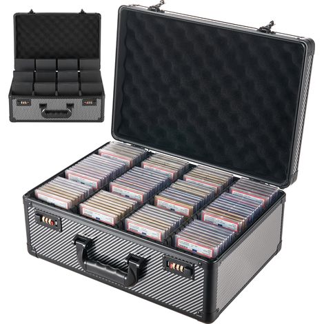 VEVOR Caja de Almacenamiento para Tarjetas Graduadas, 4 Filas 12 Separadores, Capacidad para 162 Tarjetas PSA, 130 SGC, 115 BGS, 585 Protectores o Más de 999 Tarjetas Sueltas, Cerradura de Combinación (1/5)