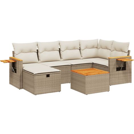 Set Divani da Giardino 7 pz con Cuscini Beige in Polyrattan vidaXL (1/4)