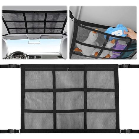 1 Filet de Rangement, 80x53 cm, Polyester, Maille Transparente, Toit Voiture, SUV, Van (1/5)