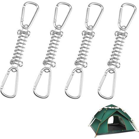 Lot de 4 Pcs Kit Fixation Voile D'Ombrage,Tendeur Voile Ombrage,Boucle à Ressort Accessoires de Fixation Toile Ombrage Avec Ressorts,Fixations Pour Tente Lestée,Terrasse Jardin Exterieur Auvent (1/5)
