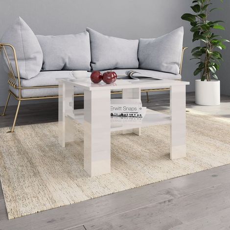 Table basse Blanc brillant 60x60x42 cm Bois d’ingénierie vidaXL (1/7)
