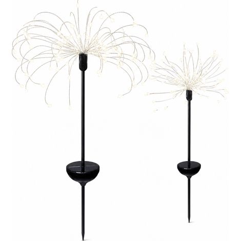 Lampe Solaire de Jardin Feu d’Artifice, 200 LED Blanches, 2 Modes, Piquet Extérieur Résistant à la Pluie (1/5)
