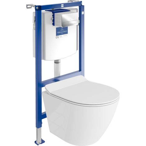 VILLEROY&BOCH WC Set mit Vorwandelement, Wand-WC und Spülknopf (1/5)