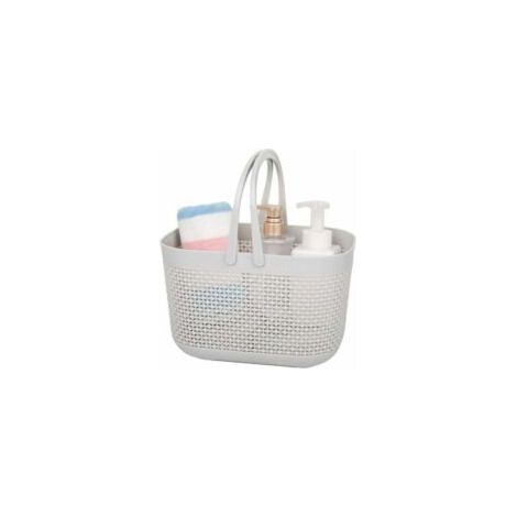 Estante portátil para ducha, cesta de almacenamiento de plástico con asas, caja de almacenamiento para cocina, baño y dormitorio, gris - TRIMEC - Crezuo