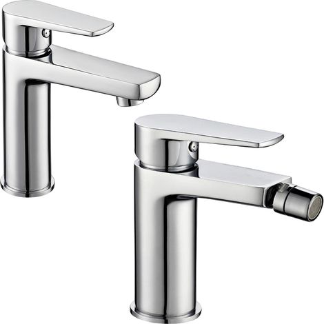 Coppia di miscelatore rubinetto bidet e miscelatore lavabo linea asia cromata (1/3)
