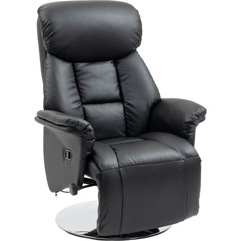 Fauteuil relax manuel réglable-Noir simili cuir-Dossier et repose-pieds antidérapants-58 x 60 x 180 (cm) (1/5)