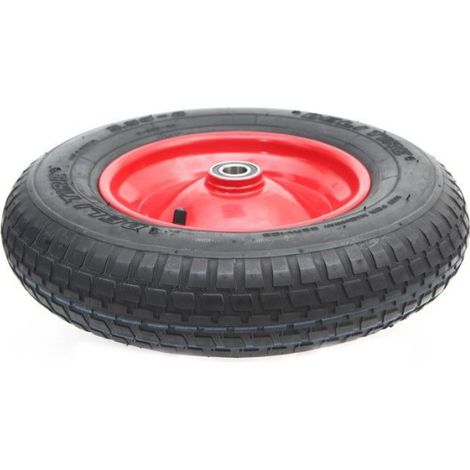 Roue Métal - 4.80/4.00-8 Avec Pneu Caoutchouc - Pour Remorque Jardin Chariot - Charge 200 Kg - Diamètre Moyeu 12 Mm - 1 Pièce