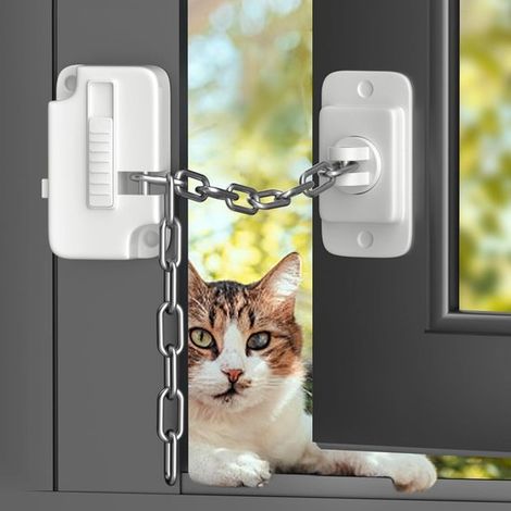 Catena di sicurezza per finestre, limitatore per porte scorrevoli, serratura ad alta sicurezza senza foratura, 2 pezzi