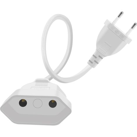 Rallonge Euro 2.5A 250V 625W Cable D'extension Euro 2x0.75 mm² Rallonge Câble Euro, pour Une Utilisation en Intérieur TV, PC, Moniteur (Blanc, 0.3m) (1/5)