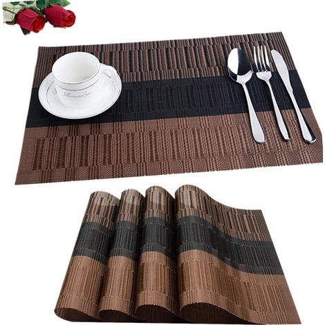 Lot de 6 sets de table antidérapants et lavables – Motif dégradé couleur café (1/5)