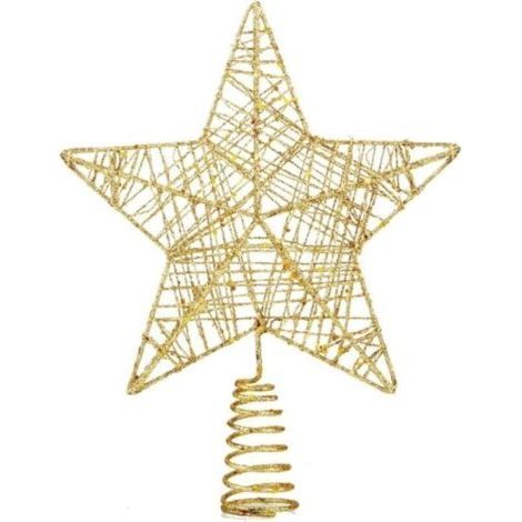 Pointe d'arbre Or étoile - Pointe de connecteur pour Sapin Pointe de Sapin de Noël (Or), 13 ×18cm, Décoration Noël Sapin (1/5)