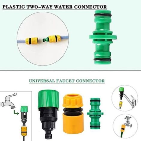 Raccord De Tuyau - Adaptateur Universel Pour Robinet De Cuisine Et De Jardin - Compatible Robinets Ronds Et Carrés - Lot De 3 (1/4)