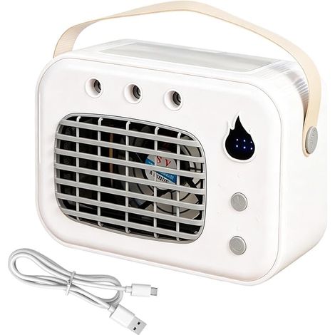 Générique Petit Ventilateur de Table Refroidissement de Pièce avec Poignée Mini Ventilateur Humidificateur Pour Propriétaires Locataires Bureau À Domicile Dortoirs Chambre Étude Garage Atelier (1/5)