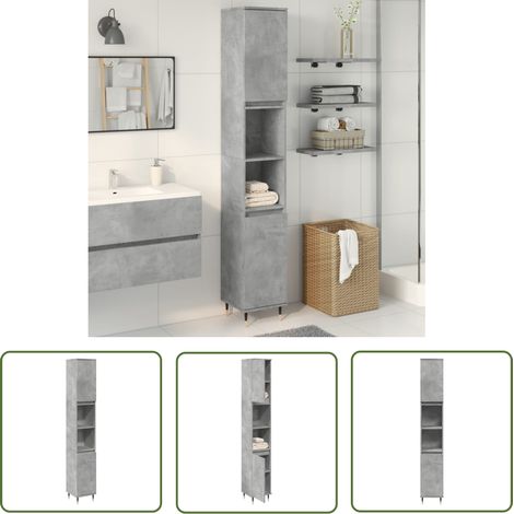 vidaXL Badschrank Betongrau 30x30x190 cm Holzwerkstoff (1/5)