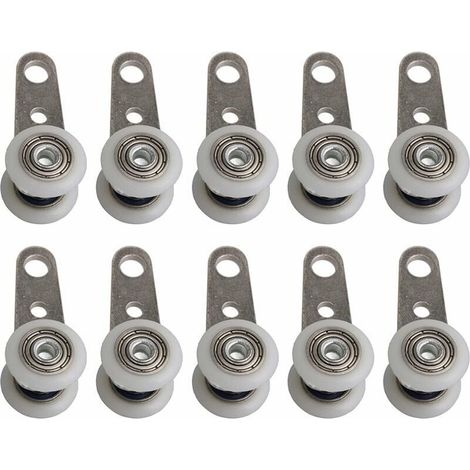 Lot De 10 Roulettes Pour Baies Vitrées Ou Portes Coulissantes - En Métal Et En Plastique - 4,5 X 1,9 Cm (1/4)