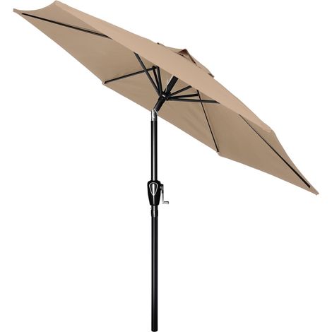 Parasol de marché pour table d'extérieur de 2,3 m avec 6 baleines robustes pour jardin, piscine, terrasse, 2,3 m, brun clair (1/5)