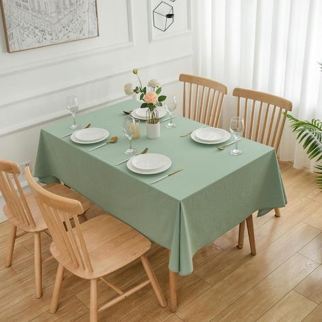 Nappe vert menthe 140x200 cm, 100% Coton Lavé, aspect lin
