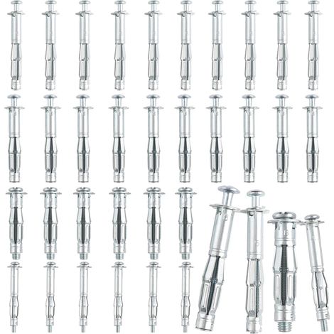 40 Pièces M4 M5 M6 M8 Chevilles Placoplatre Métalliques à Expansion Chevilles Pour Placoplatre Autoperceuses Avec Vis pour la Fixation Dans le Béton Plaques de Plâtre (1/5)