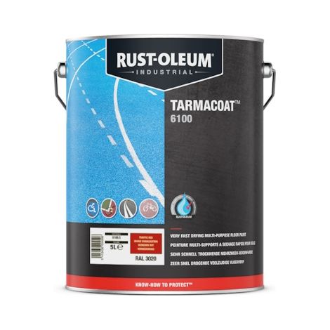 Peinture de sol TARMACOAT - 5 L - rouge RAL 3020 - mat - RUST-OLEUM