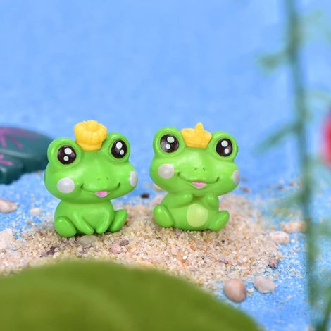 Set di 6 statuette di rane in plastica in stile cartone animato – micro paesaggio – decorazione per acquario e giardino