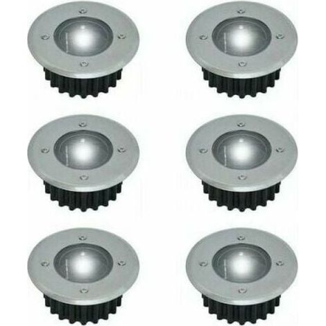 Einbau-Solarstrahler – Edelstahl – 85 mm Durchmesser – Begehbar – Für Terrasse, Garten, Teich – 6er-Pack (1/5)