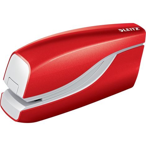 Leitz WOW Cucitrice Elettrica con Levapunti Integrato, Capacità di 10 Fogli, Alimentazione a Batteria, Include 1000 Punti Metallici E1, Rosso Metallizzato, 55661026 (1/5)