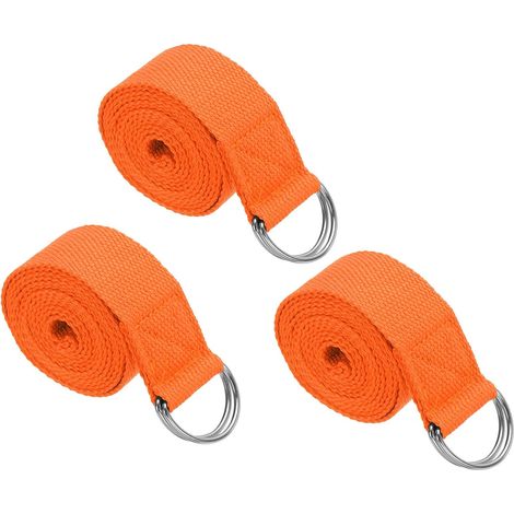 3Pcs Sangle De Yoga Pour Étirements 8 Pieds Ceinture De Yoga Orange (1/5)
