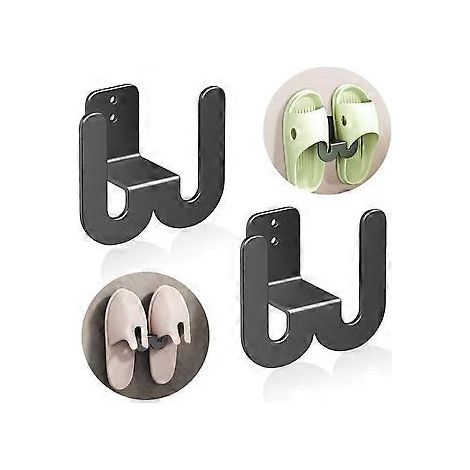 Wandmontiertes Schuhregal, Hängeorganizer für Badezimmer, Eingangstür, Wandmontage, Schwarz