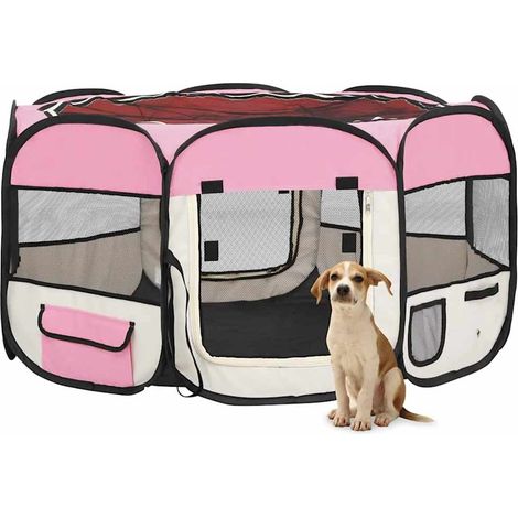 vidaXL Box per Cani Pieghevole con Borsa Trasporto Rosa