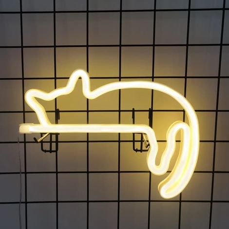 néon lumineux en forme de chat mignon pour la Saint-Valentin, alimenté par USB ou piles, idéal pour la décoration de chambre ou de Noël. (1/5)