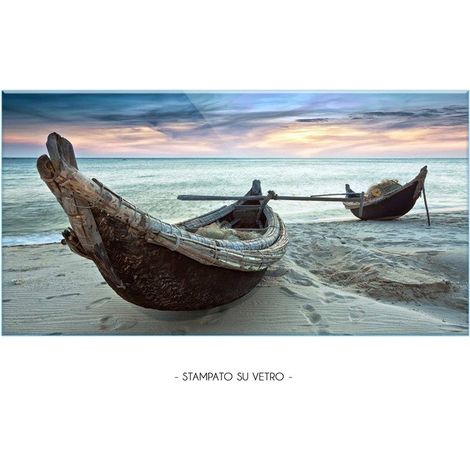 Lupia - Quadro Moderno Stampa su Vetro Temperato GLASS CANOE Alta Definizione e Lucentezza di Colori Design Elegante per Soggiorno, Camera, Ufficio Facile da Appendere, 73x139 cm, Vetro (1/4)
