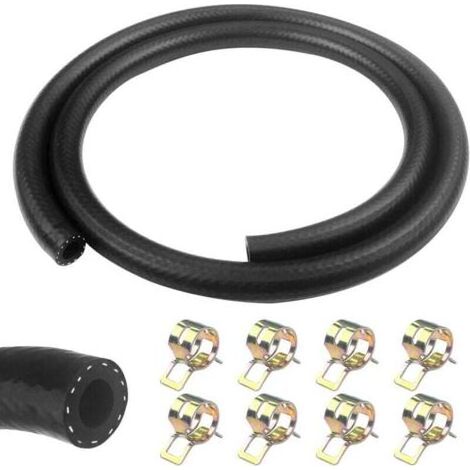 1 Mètre durite essence, 8mm Diamètre Intérieur durite gasoil, tuyau essence avec 8pcs colliers de serrage, Tuyau de Carburant pour Camion, Voiture, Tracteur ou Petit Moteur (1/4)